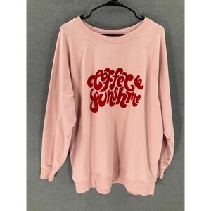 Wildfox Coffee & Sunshine Sweatshirt Women's Large Pink Graphic Pullover
